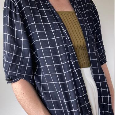 vintage short sleeved checkered blouse / jacket size us 8 