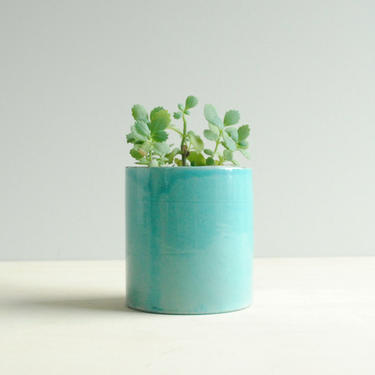 Vintage Turquoise Small Pottery Vase or Plant Pot, Modern Turquoise Ceramic Vase 