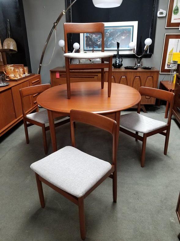 Set of four Danish Modern solid teak dining chairs