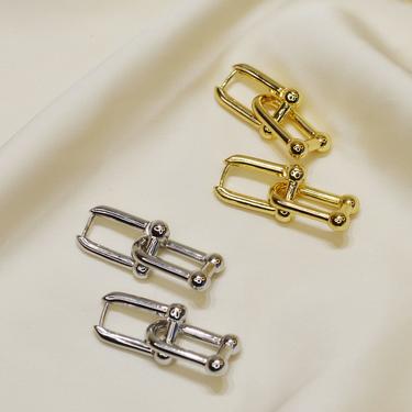 gold chunky Link chain Earring, link Earring, silver link earring, Dangle Chain Earring, Chunky link Earrings, Paperclip chain Earring, E038 