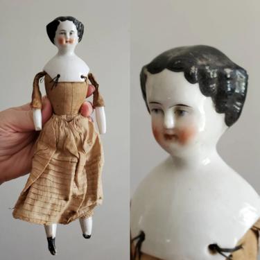 Antique German China Head Doll with - Antique Dolls - Collectible Dolls 9&amp;quot; tall 