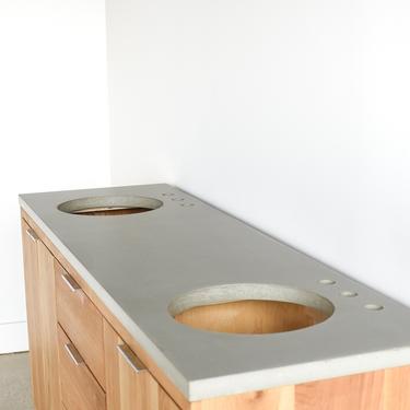 Concrete Vanity Top / Double Undermount Sinks / Bathroom Sink Console Top 