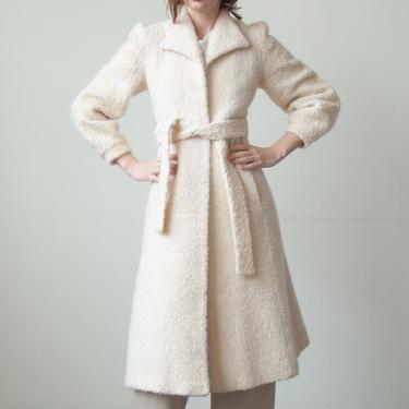3131o / white alpaca wool boucle belted coat / s 