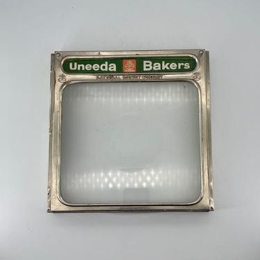 1920s Uneeda Bakers Antique Nabisco Cracker Grocery Store Glass Metal Top National Biscuit Company Door 