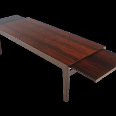 Scandinavian Modern Rosewood Coffee Table w/Pullout Extensions on Each End