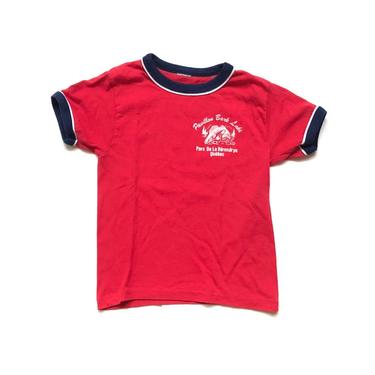 Vintage 70’s KIDS Quebec Graphic Ringer T-Shirt Sz M 