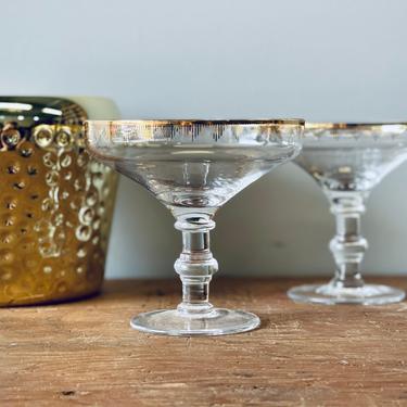 Set of 2 Gold Rim Martini Glasses | Art Deco Gold Stemware | Margarita Glasses | Great Gatsby | 1920s Style | Gold Bar | Bar Gift | Stem 