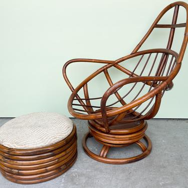 Islandy Rattan Swivel Chair and Ottoman