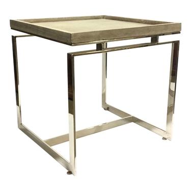 Go Home Industrial Modern Gray Wood and Polished Nickel Side Table