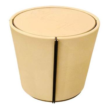 Global Views Modern Ivory Leather Ellipse Side Table