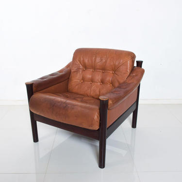 Torbjørn Afdal for Bruksbo Danish Leather Padded Arm Chair Lounge 