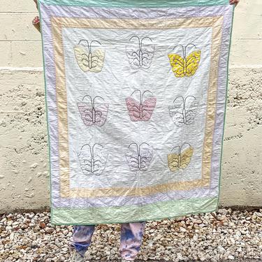 60's Pastel Butterfly Baby Quilt