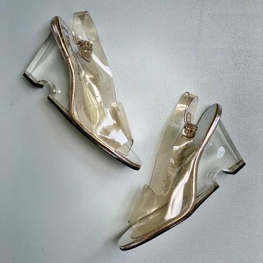 Vintage 60s Deadstock Lucite Acrylic Wedge Heels 