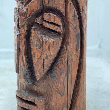Free Shipping Within Continental US - Vintage Hand Carved Tiki Stand Table 