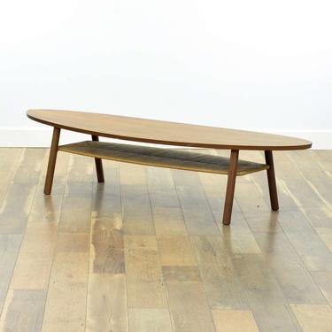 Mid Century Modern Style Oval Coffee Table W Rush Tier 