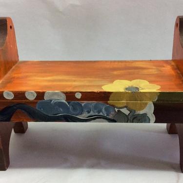Original hand made hand painted wood baby doll bed display shelf 