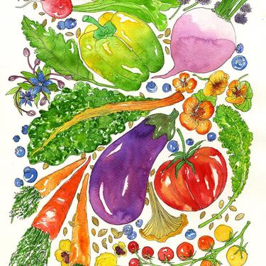 Veggie Bounty Watercolor Art Print