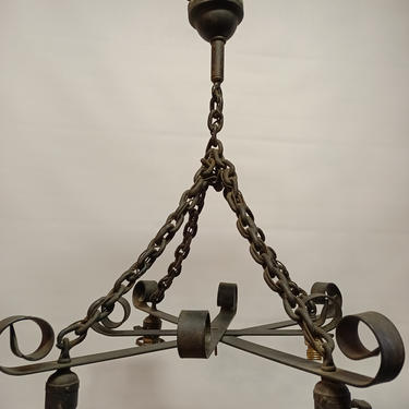 Cool old Wrought Iron 4 bulb Chandelier