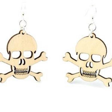 Skull and Crossbones - Wood Earrings 