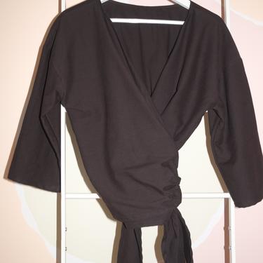 Wrap Top, Cotton Lyocell in Black