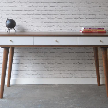 Bloom Desk 48&amp;quot; - Solid Cherry - Teak Stain - White Drawers - DEPOSIT INVOICE 