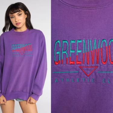 Greenwood Athletic Club Sweatshirt Arkansas Sweatshirt 90s Sweatshirt Graphic Pullover 80s Purple Embroidered Shirt Vintage Large L 