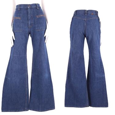 70s LEVIS Orange Tab high waisted denim bell bottoms zipper jeans 27  / vintage 1970s Levis L for Gals rare dark denim flares pants S 