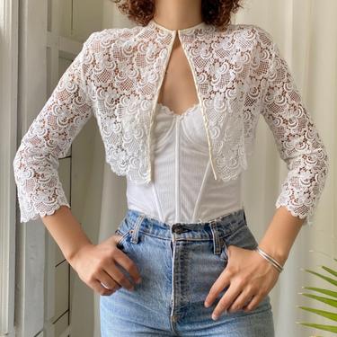 60s White Lace Crop Top
