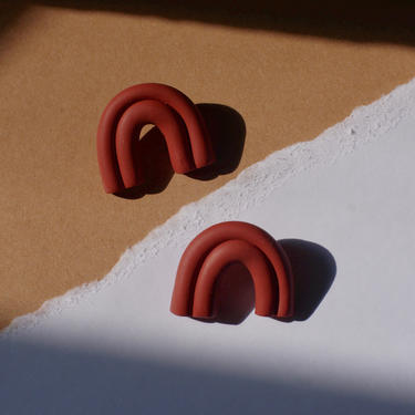 Arch Polymer Clay Statement Earrings / Sculptural Studs / Modern Design 