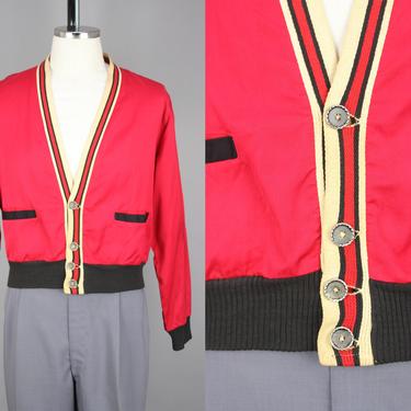 1950s Cotton Gabardine Jacket · Vintage 50s Red &amp; Black Cropped Jacket · Medium 