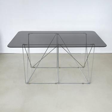 1970s French Chrome and Glass Dining Table by Max Sauze