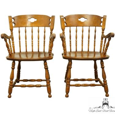 Set of 2 S. BENT BROS. Solid Hard Rock Maple Colonial Style Dining Arm Chairs 