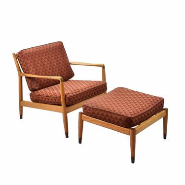 Folke Ohlsson Dux Mid-Century Modern Lounge Chair & Ottoman for restoration 