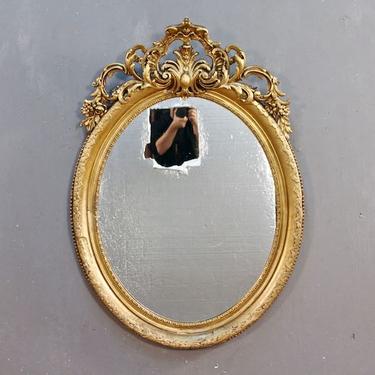 Antique Ornate Gilded Oval Mirror