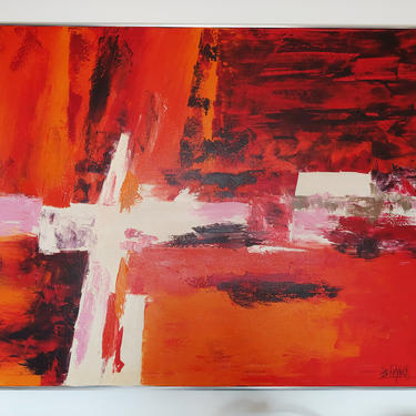 Vintage Large Abstract Painting by Lee Reynolds 