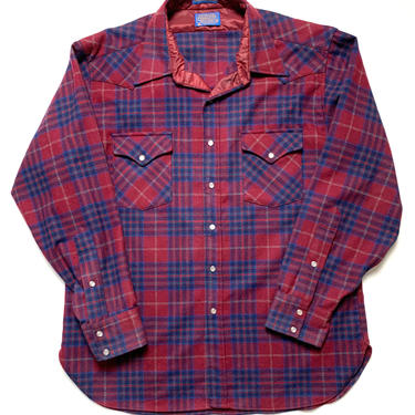 Vintage PENDLETON Wool Flannel Shirt ~ XL ~ High Grade Western Wear ~ Made in USA ~ 