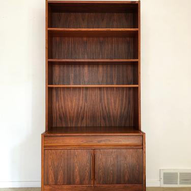 Danish modern Gustav Bahus rosewood hutch cabinet bookshelf credenza 