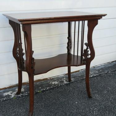 Early 1900s Victorian Oak Carved Side End Table 2042
