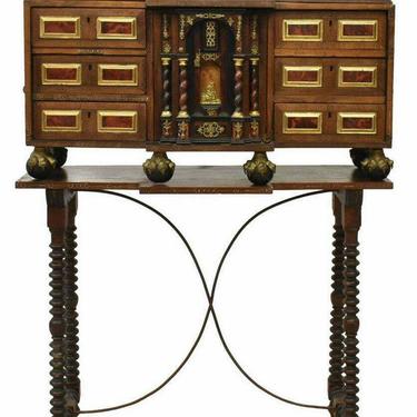 Antique Desk Spanish Vargueno & Console Table, 19th C.,1800s, Brass Grill!!