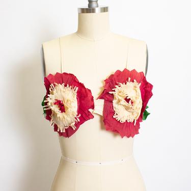 Vintage 1940s Paper Flower Bikini Top Tiki 40s XS Extra Small 