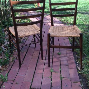 Italian vintage modern walnut dining chairs