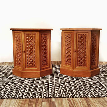 Hand Carved Maple End Table set 