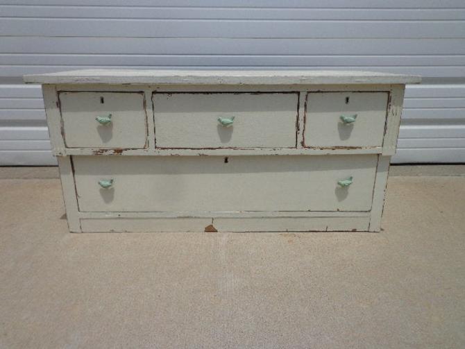 Antique Bench Vintage Storage Cabinet Shabby Chic Coffee Table