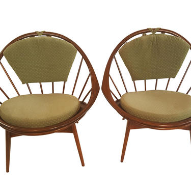 Pair of IB Kofod-Larsen for Selig &amp;quot;Hoop&amp;quot; Lounge Chairs Denmark 