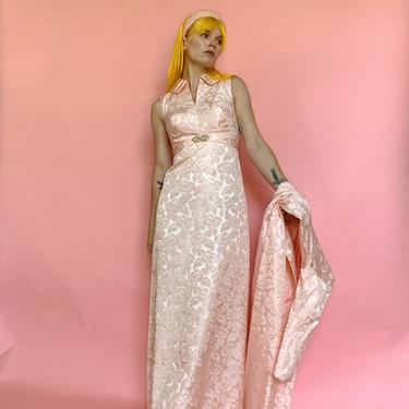 60s Brocade Pink Dress/Jacket Set 