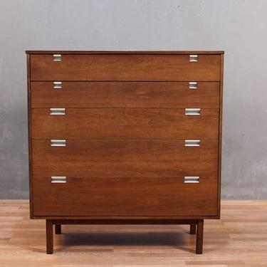 Mid Century Walnut &amp; Laminate 5-Drawer Highboy Dresser