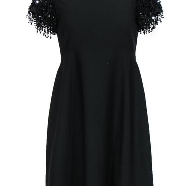 Kate Spade - Black A-Line Dress w/ Sequin Fringed Sleeves Sz 2