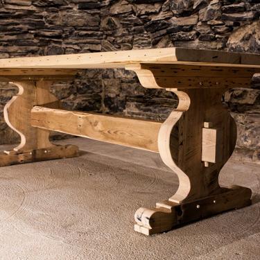 The Alpine - Bavarian Style Reclaimed Oak Trestle Table 