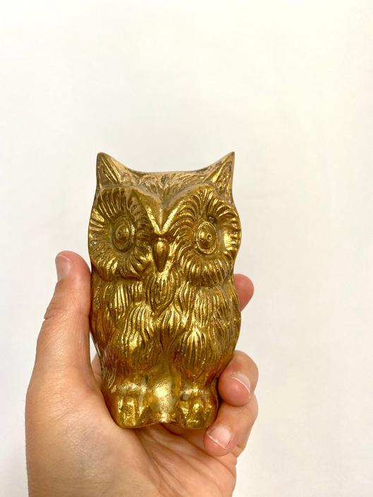 Vintage Brass Owl Paperweight