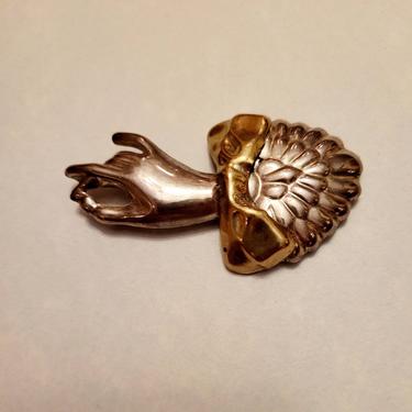 Vintage Mexican Sterling Hand Jewelry brooch pin 
